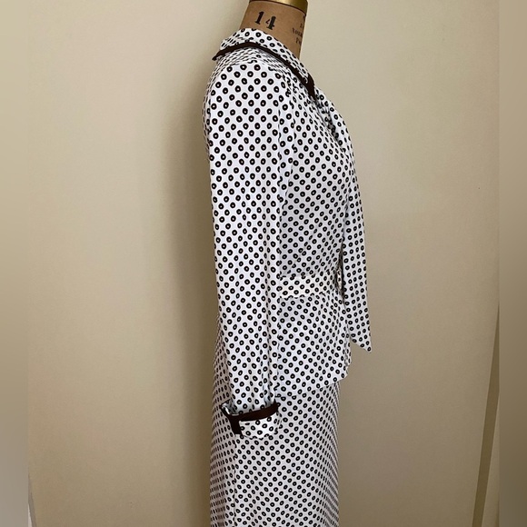 Vintage White & Brown Polka Dot 2 Piece Skirt and Matching Secretary Blouse Set - Picture 14 of 15